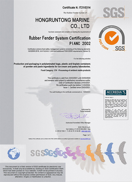 LA CHINE Hongruntong Marine Co., Ltd. certifications