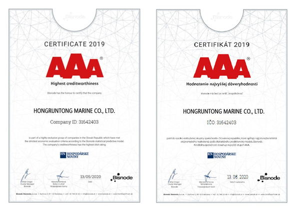 LA CHINE Hongruntong Marine Co., Ltd. certifications
